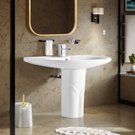 Pedestal Sink Manufacturer - OEM/ODM Custom Single-Hole Oval Lavabo Wash Basin