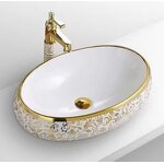 Ceramic Vessel Sink Manufacturer - OEM/ODM Custom Golden Electroplated Oval Lavabo