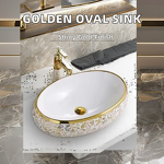 Ceramic Vessel Sink Manufacturer - OEM/ODM Custom Golden Electroplated Oval Lavabo