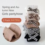 Girls' Socks Factory - Plaid Bow Twist Hosiery
