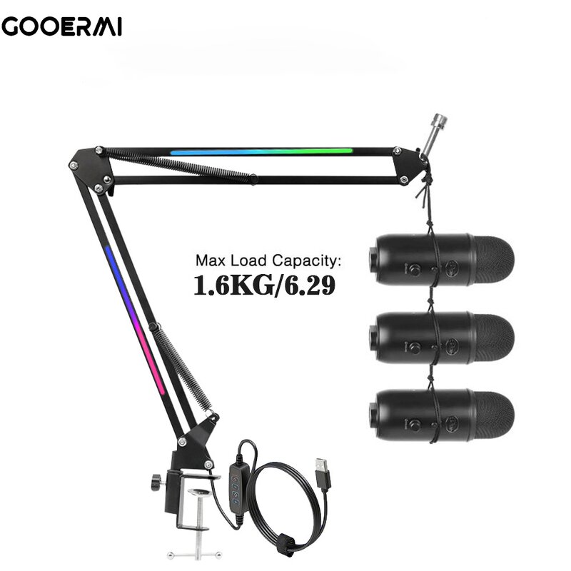 Microphone Arm Manufacturer - OEM/ODM RGB Desk Mount Clamp Folding Boom Arm