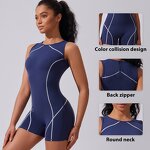 Women's Jumpsuit Manufacturer - OEM/ODM Custom Color Collision Sleeveless Sportswear