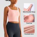 Yoga Tank Top Manufacturer - OEM/ODM Custom Nude Square Neck Fixed Cup Top
