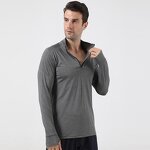 Men's Sports Shirt Manufacturer - OEM/ODM Custom Stand Collar Half Zip Long Sleeve
