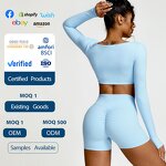 Women's Yoga Set Manufacturer - OEM/ODM Custom Long Sleeve High Waist Shorts Set