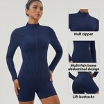 Women's Jumpsuit Manufacturer - OEM/ODM Custom Half Zipper Collar Tight Fitting Bodysuit