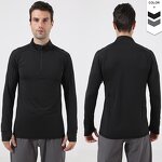 Men's Sports Shirt Manufacturer - OEM/ODM Custom Stand Collar Half Zip Long Sleeve