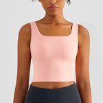 Yoga Tank Top Manufacturer - OEM/ODM Custom Nude Square Neck Fixed Cup Top