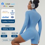 Women's Jumpsuit Manufacturer - OEM/ODM Custom Half Zipper Collar Tight Fitting Bodysuit