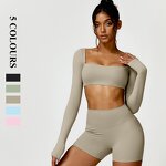 Women's Yoga Set Manufacturer - OEM/ODM Custom Long Sleeve High Waist Shorts Set