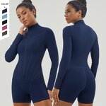 Women's Jumpsuit Manufacturer - OEM/ODM Custom Half Zipper Collar Tight Fitting Bodysuit
