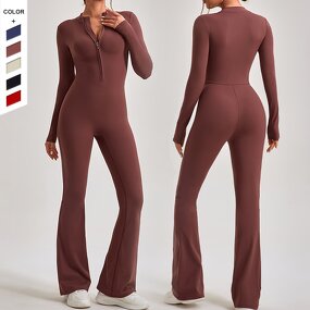 Women's Jumpsuit Manufacturer - OEM/ODM Custom Long-Sleeved Zipper Hip Lifting Jumpsuit