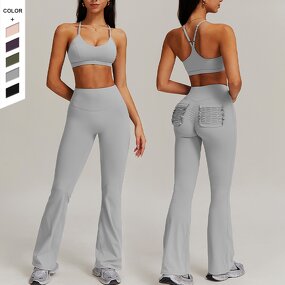 Women's Sport Suit Manufacturer - OEM/ODM Custom Thin Strap Wide Leg Gym Set