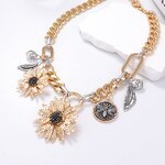 Chain Necklace Supplier - Custom Alloy Sun Flower Pendant