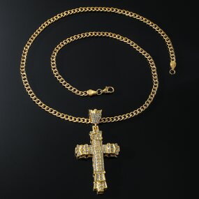 Cross Pendant Necklace Supplier - Custom Shiny Alloy Cuban
