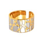 Open Ring Manufacturer - Custom Two Tone Pebble Wide Face