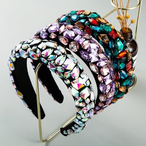 Velvet Hair Hoop Manufacturer - Custom Baroque Gold Full Diamond
