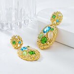 Stud Earrings Manufacturer - Custom Green Rhinestone Round