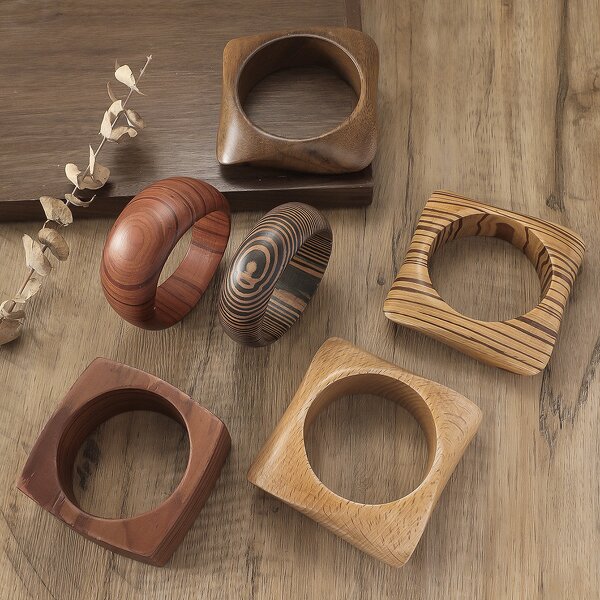 Wooden Bracelet Supplier - Custom Tree Grain Geometric