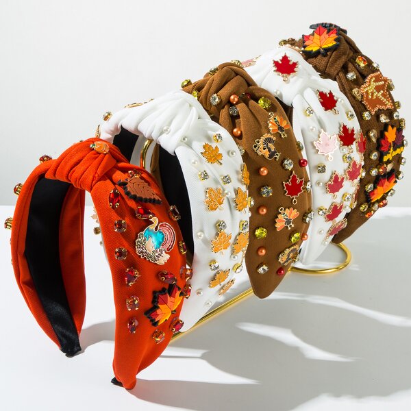 Maple Leaf Headband Manufacturer - Custom Inlaid Rhinestone Alloy