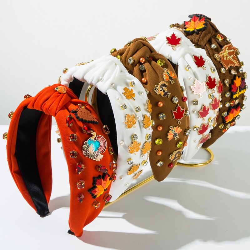 Maple Leaf Headband Manufacturer - Custom Inlaid Rhinestone Alloy