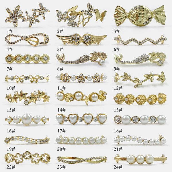 Shoe Charms Manufacturer - Custom Metal Buckle Pearl Strap