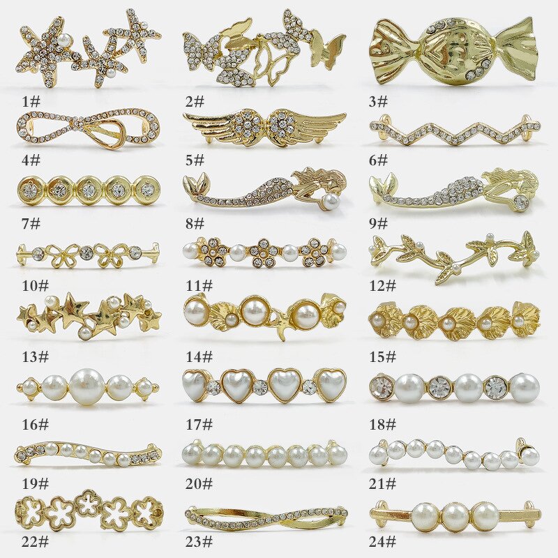 Shoe Charms Manufacturer - Custom Metal Buckle Pearl Strap