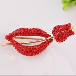 Red Lip Brooch Factory - Custom Alloy Crystal Rhinestone