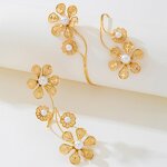Gold Jewelry Set Manufacturer - Custom Pearl Flower Bangles