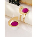 Bangle Ring Set Supplier - Custom Punk Red Gemstone OEM