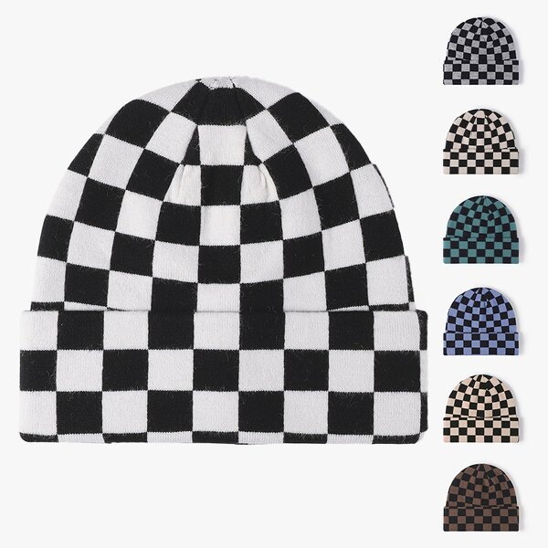 Beanie Hat Manufacturer - OEM/ODM Custom Argyle Plaid Checkered Knitted Hat