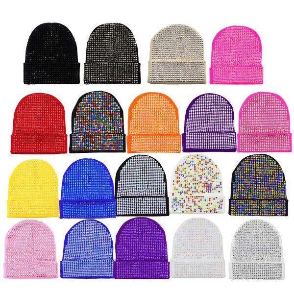 Beanie Hat Manufacturer - OEM/ODM Custom Sparkle Y2K Rhinestones Knitted Hat