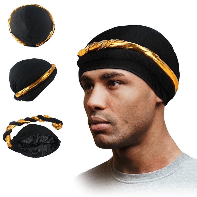 Durag Manufacturer - OEM/ODM Custom Satin Lined Golden Braid Turban Head Wrap