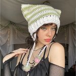 Beanie Hat Manufacturer - OEM/ODM Custom Cat Ear Striped Crochet Knitted Hat