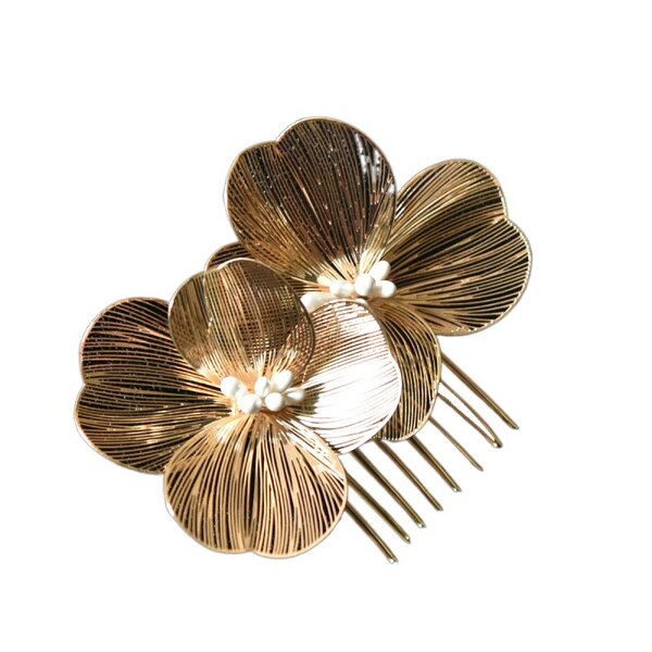 Hair Comb Supplier - Custom Silver Alloy White Floral
