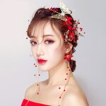 Bridal Headwear Set Manufacturer - Custom Red Crystal Gold