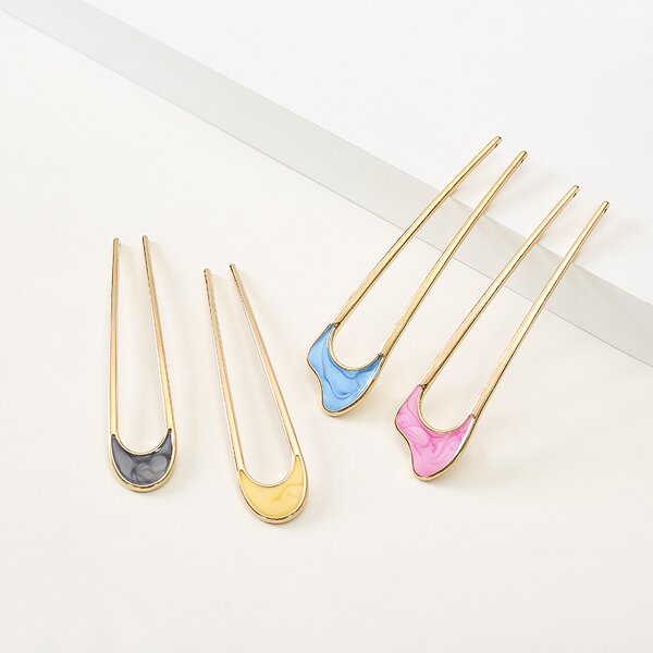 Alloy Hairpin Factory - Custom Big Pearls Golden Metal