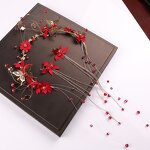 Bridal Headwear Set Manufacturer - Custom Red Crystal Gold