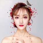 Bridal Headwear Set Manufacturer - Custom Red Crystal Gold