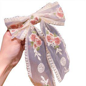Hair Pin Factory - New Rose Embroidery Lace Tulle