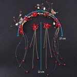 Bridal Headwear Set Manufacturer - Custom Red Crystal Gold