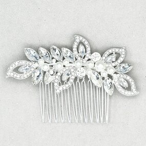 Hair Comb Supplier - Custom White Flower Pearls Crystal