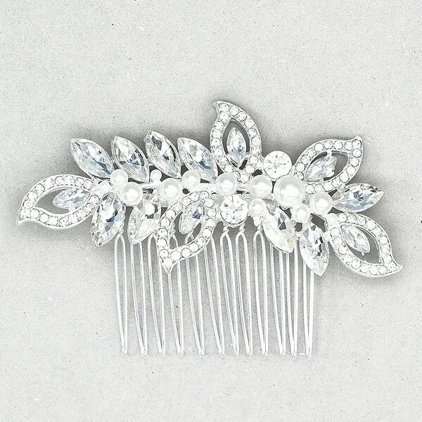 Hair Comb Supplier - Custom White Flower Pearls Crystal