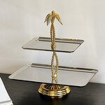 Serving Tray Manufacturer - OEM/ODM Custom Arab Style 2 Tier Stainless Tray