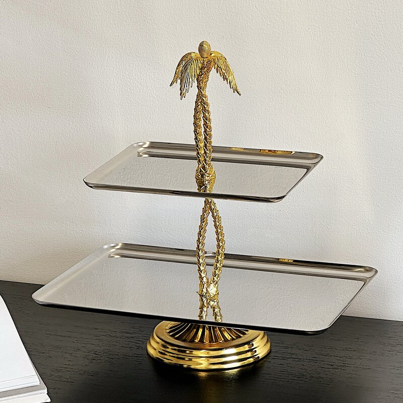 Serving Tray Manufacturer - OEM/ODM Custom Arab Style 2 Tier Stainless Tray