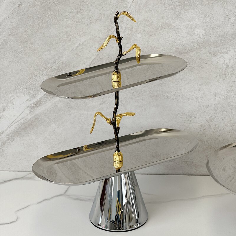 Serving Tray Manufacturer - OEM/ODM Custom Golden Leaf Stainless Steel Tray