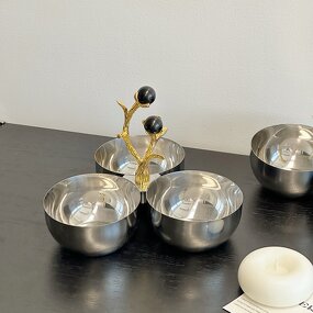 Triple Bowl Set Manufacturer - OEM/ODM Custom Luxury Stainless Steel Metal Set