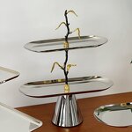 Serving Tray Manufacturer - OEM/ODM Custom Golden Leaf Stainless Steel Tray