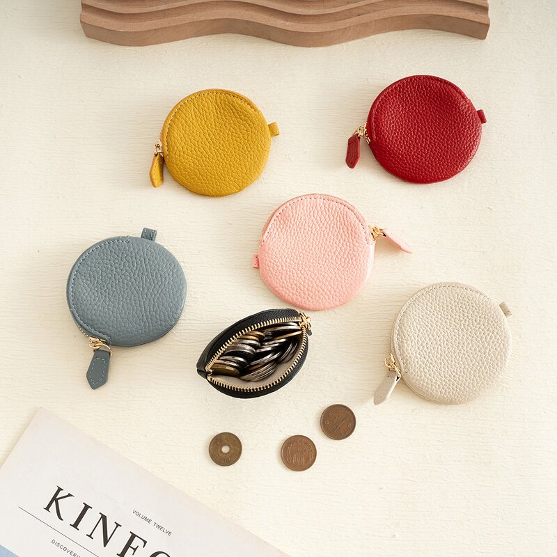 Coin Purse Manufacturer - OEM/ODM Custom Cowhide Leather Round Zipper Wallet