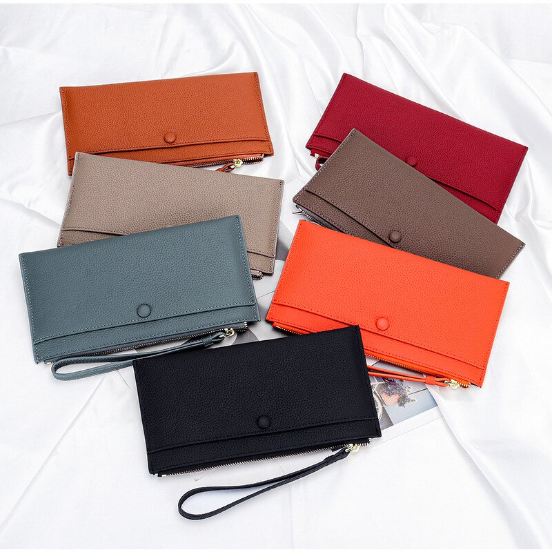 Long Wallet Manufacturer - OEM/ODM Custom Cowhide Leather Envelope Clutch